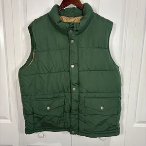 Old Navy Puffer Vest Mens XL Green Snap Front Outdoor Core Workwear Hiking